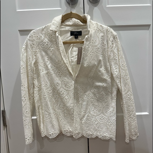 NWT J. Crew White Eyelet Cotton Blazer Size M - Picture 1 of 5